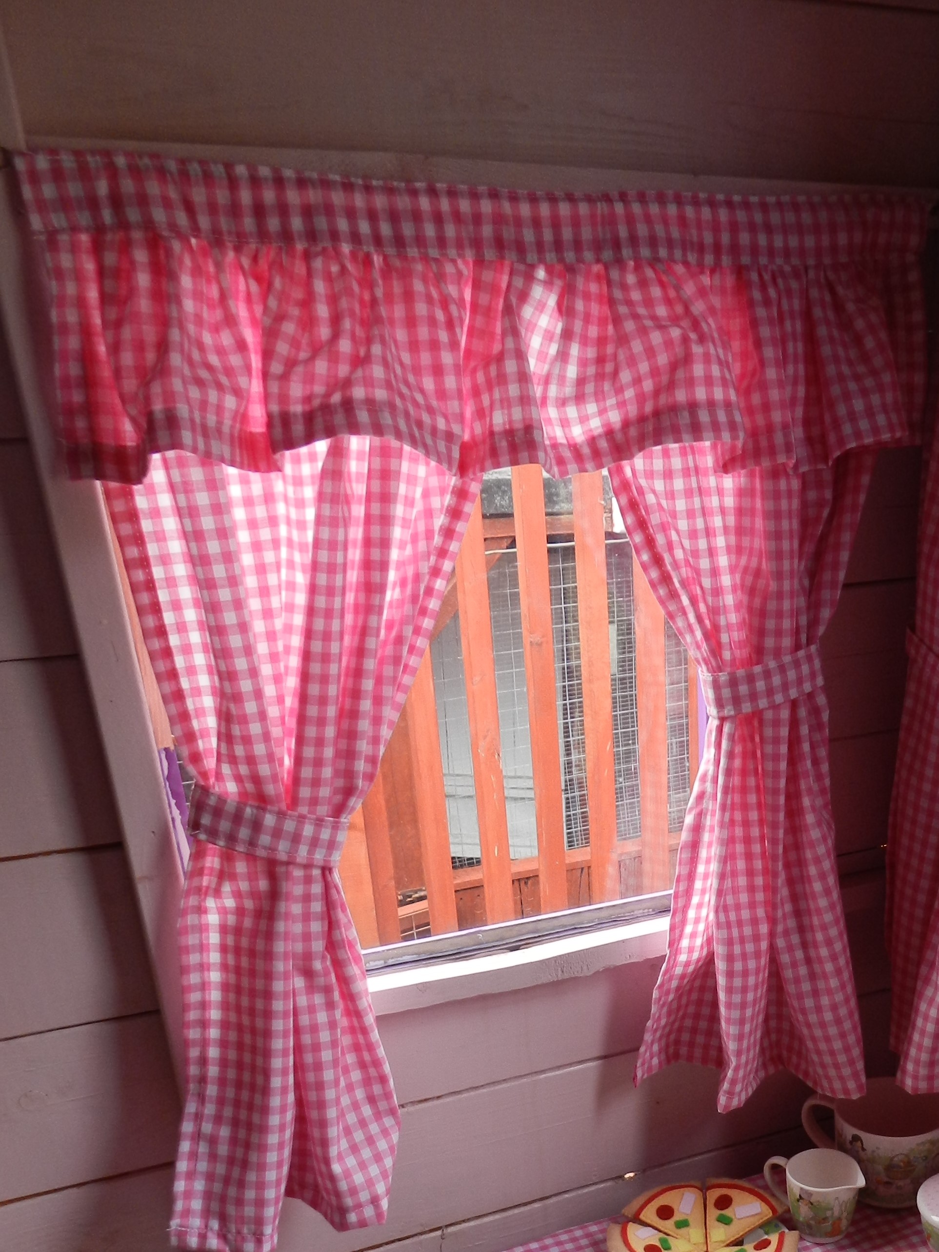 Wendy House / Playhouse Curtains PINK GINGHAM Princess Tia Designs